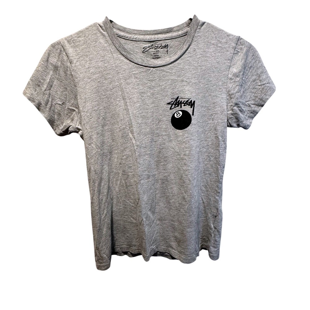Stussy 8 Ball Grey Cotton Short Sleeve YOUTH Small T-Shirt